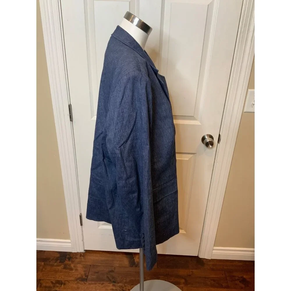 Michael Kors Dark Blue Linen Blazer, Size 24